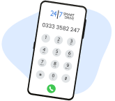 Smart Phone With 24|7 Smart Drive Logo and Number